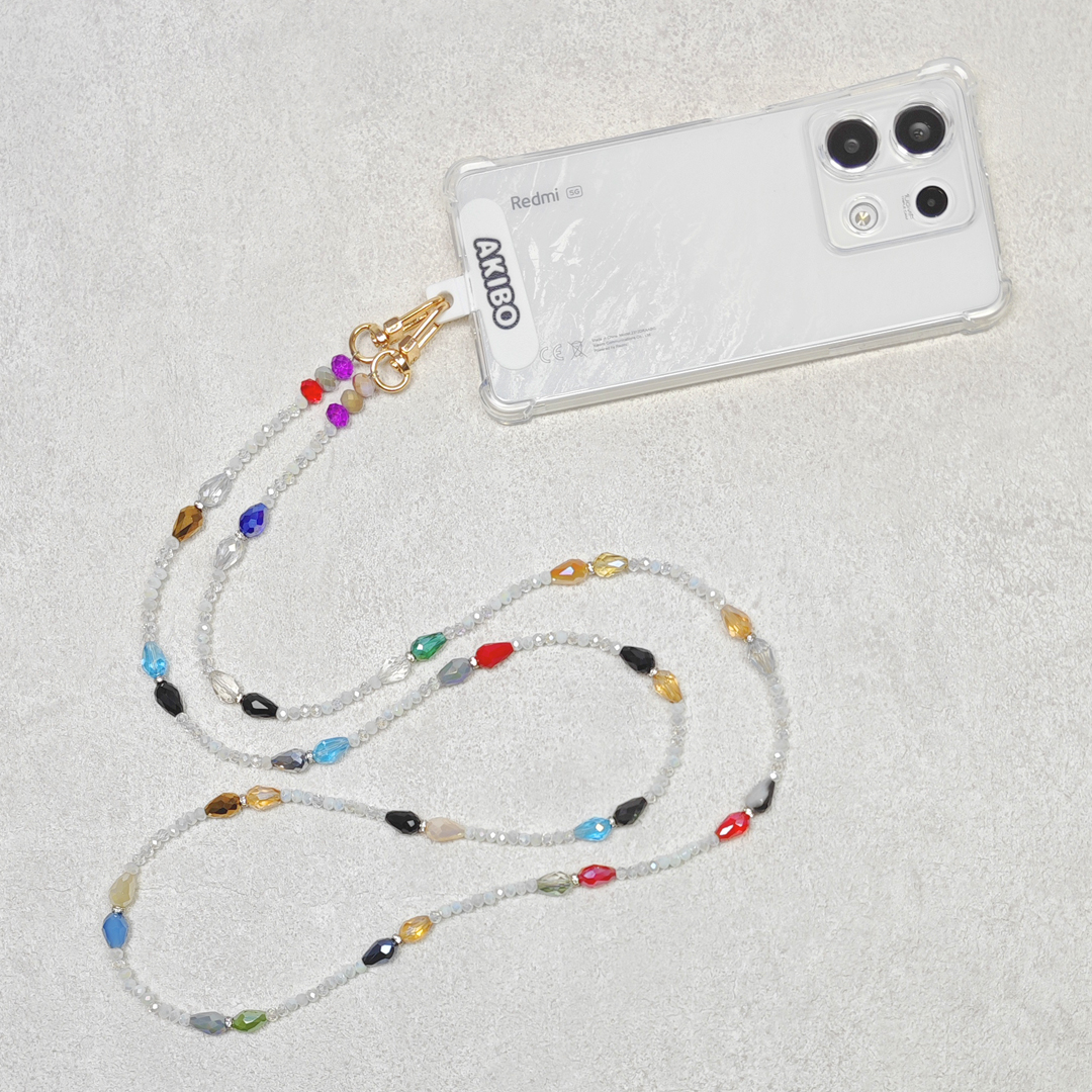 AKIBO波西米亞彩珠包包手機掛繩-多彩