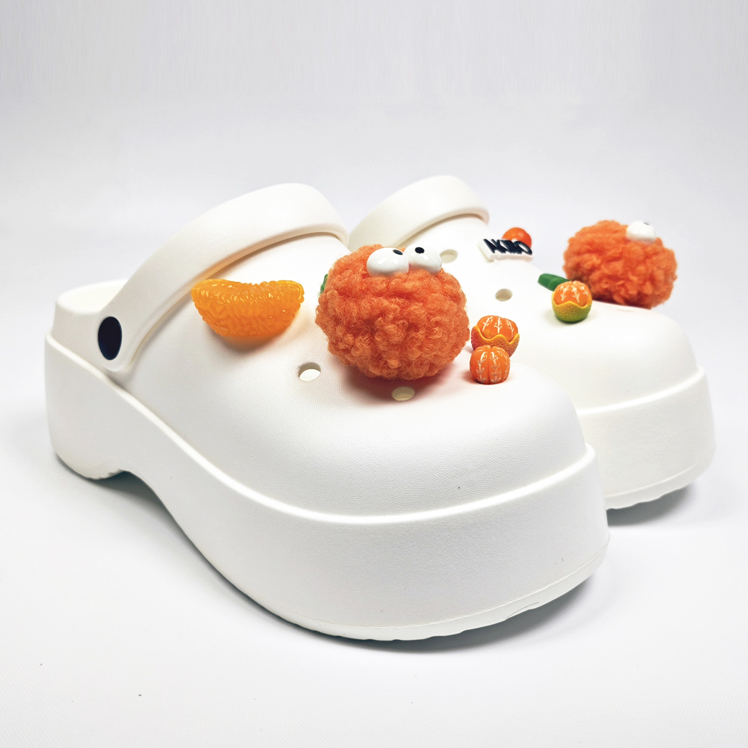 AKIBO極簡厚底洞洞鞋-牛奶白(中性款、耐走、兩穿、防水)