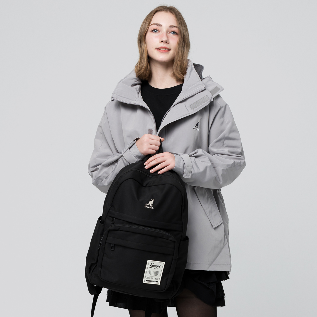 KANGOL袋鼠基本後背包-黑