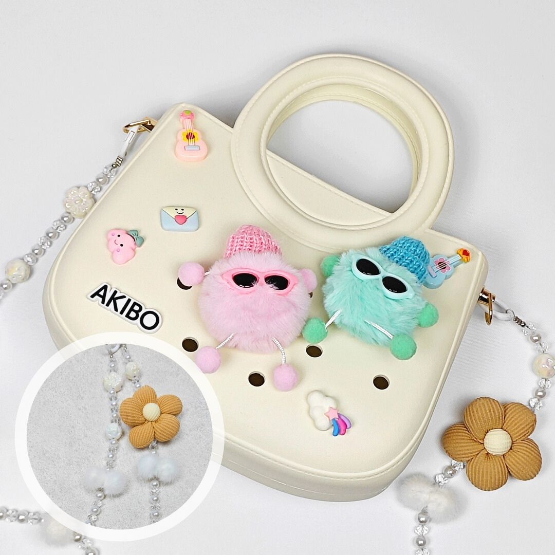 AKIBO滿月包-牛奶白/珠光雪羽背帶(肩背手提洞洞包。中性款、輕量、防水) 