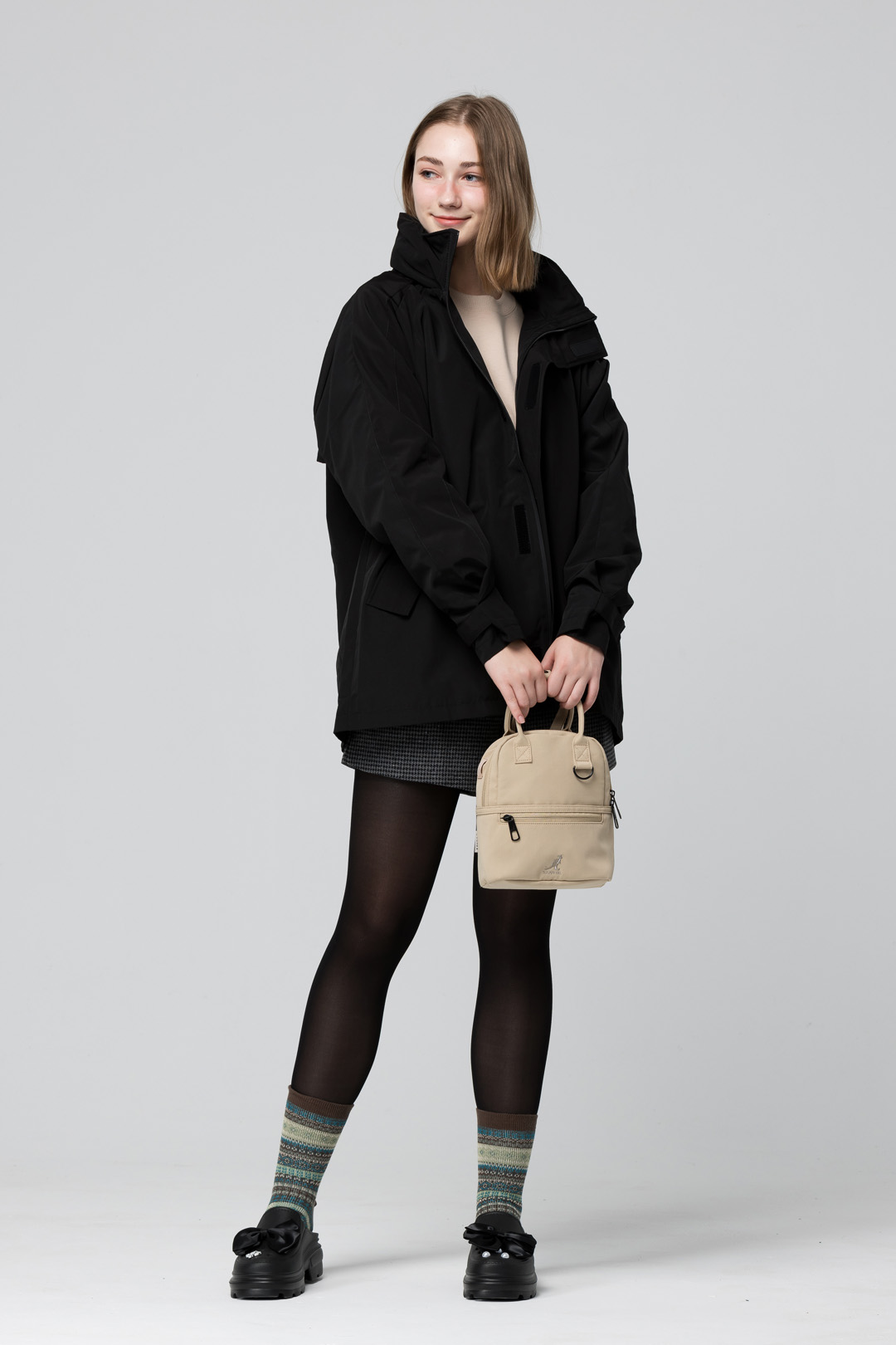 KANGOL袋鼠手提小兩用包-卡其