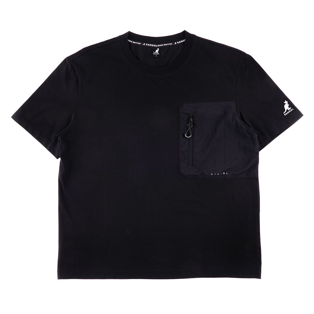 KANGOL中性寬版口袋T-黑