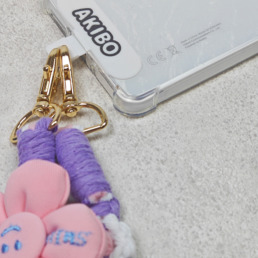 AKIBO手工編織花朵包包手機掛繩-丁香紫