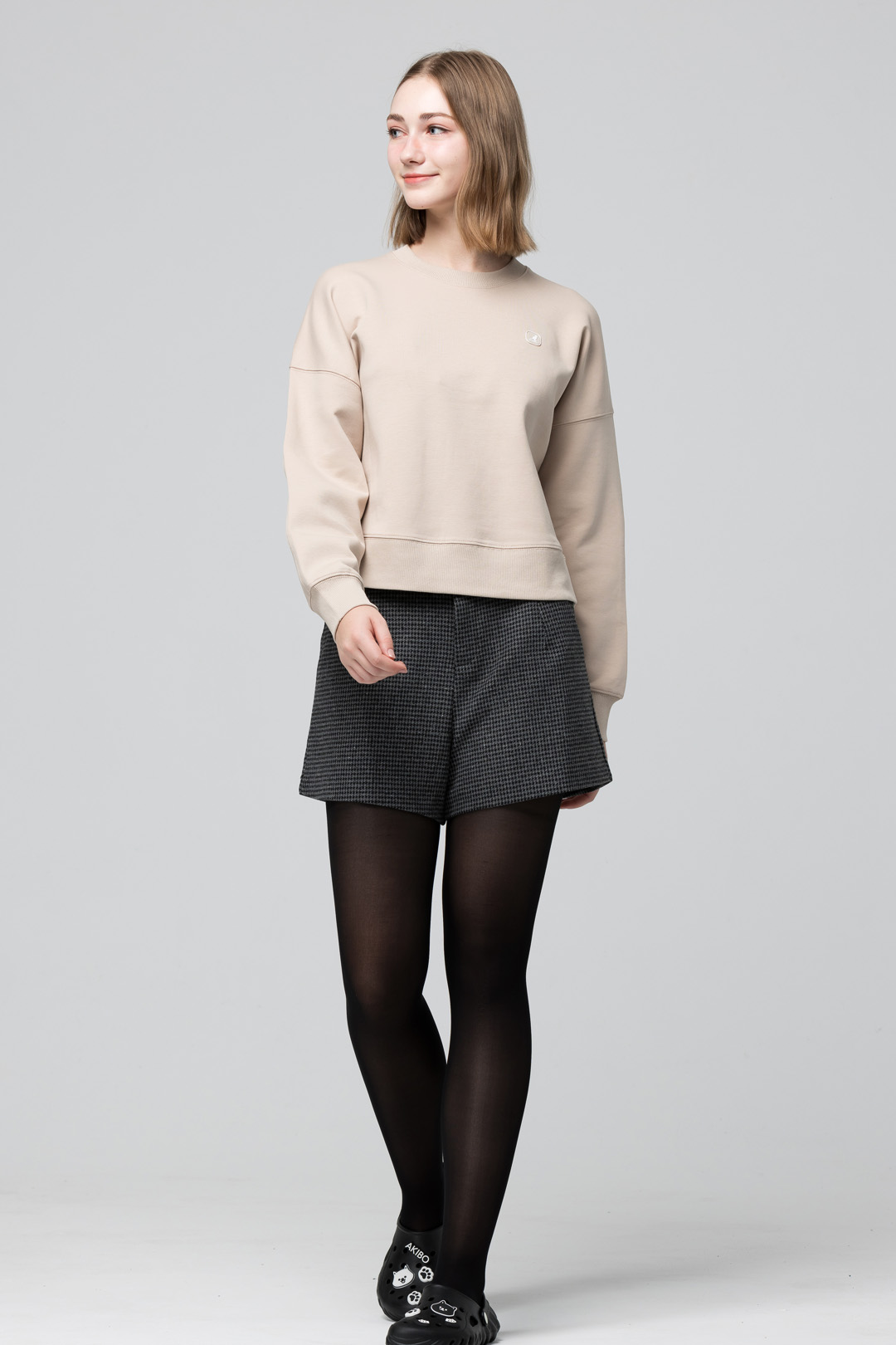 KANGOL袋鼠女款小Logo圓領T-卡其