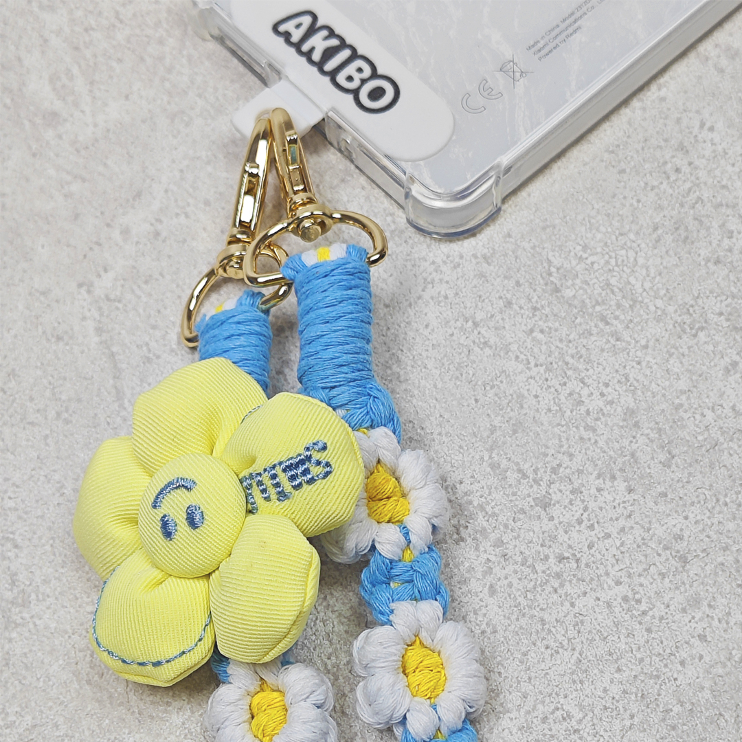 AKIBO手工編織花朵包包手機掛繩-薄荷藍