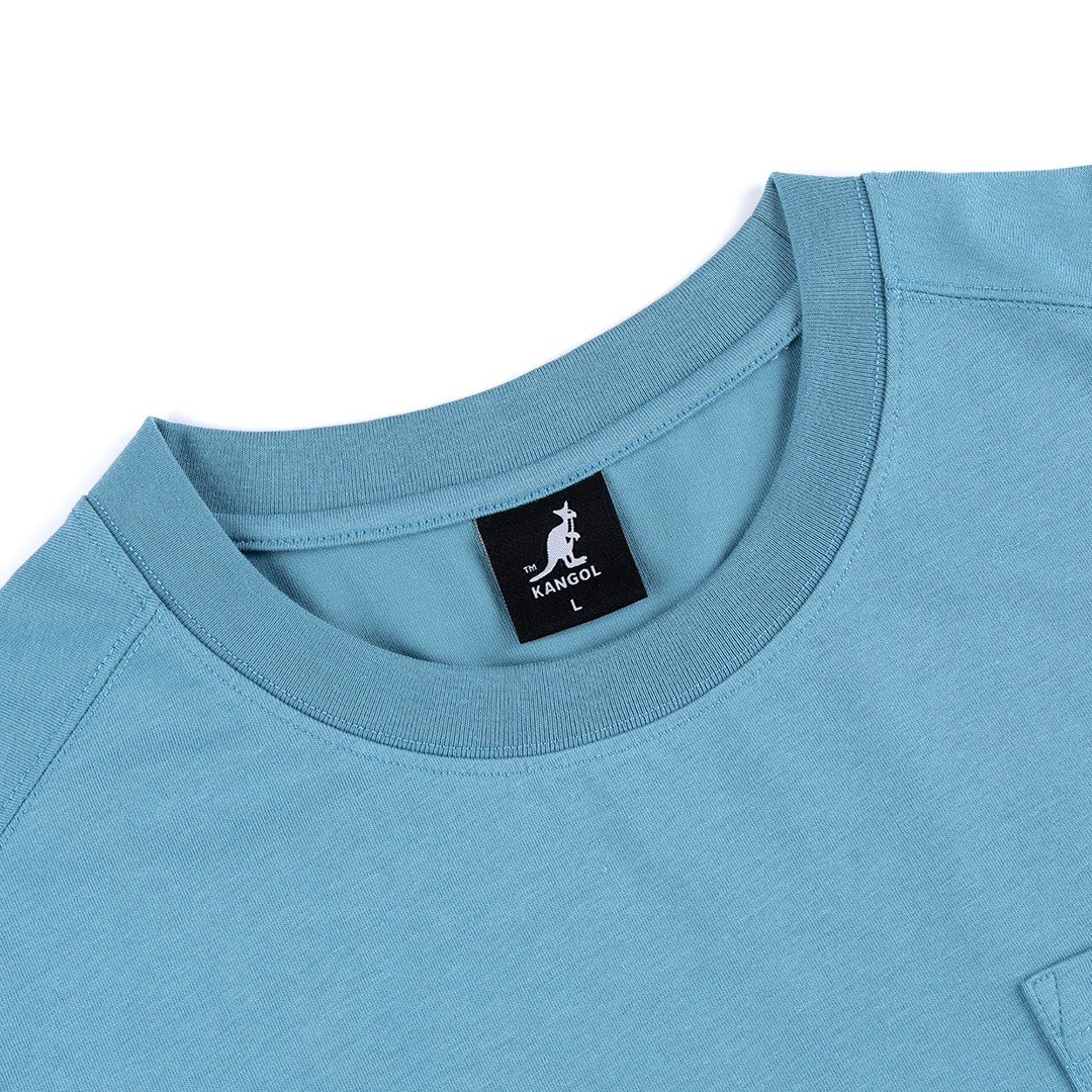 KANGOL中性微落肩口袋T-藍