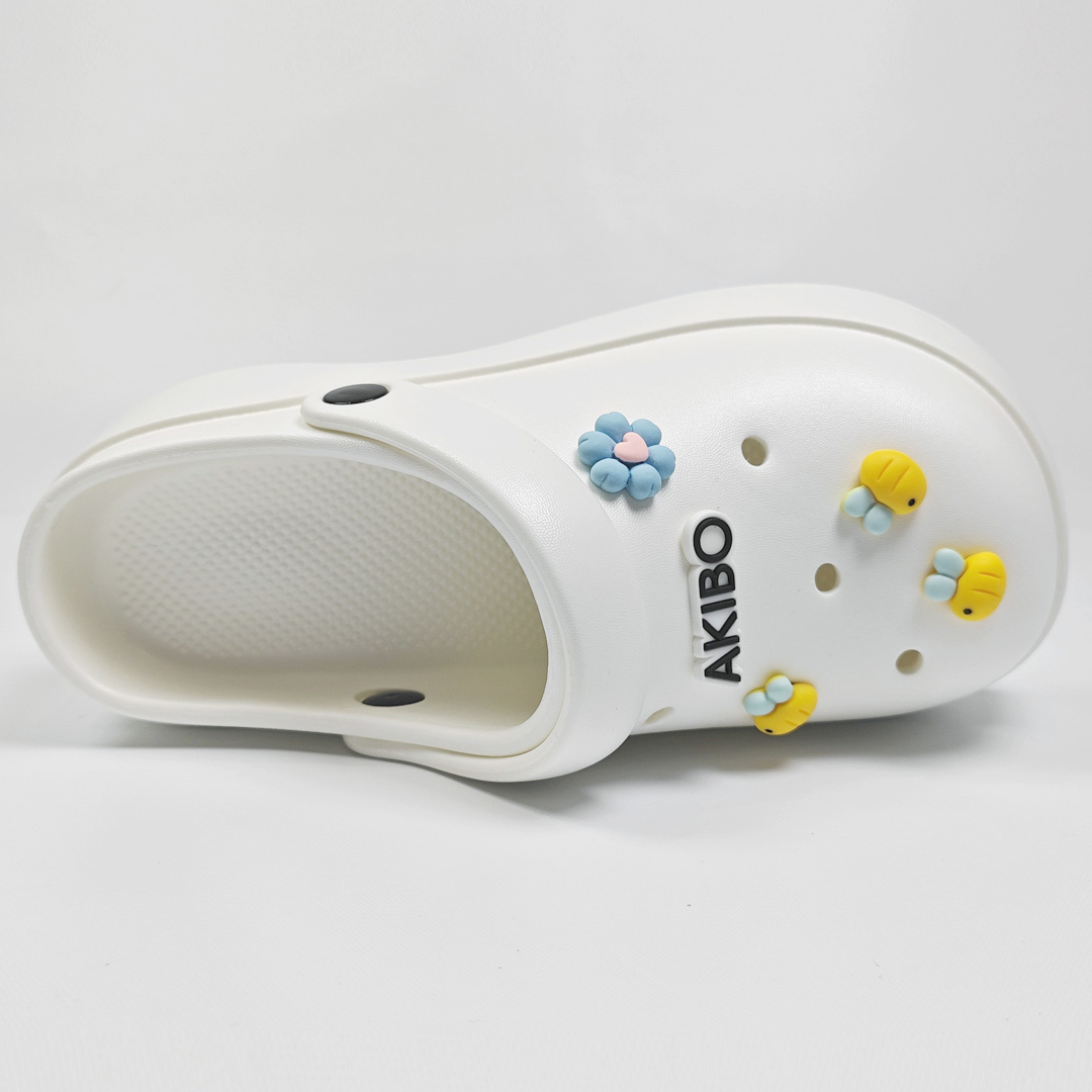 AKIBO極簡厚底洞洞鞋-牛奶白(中性款、耐走、兩穿、防水)