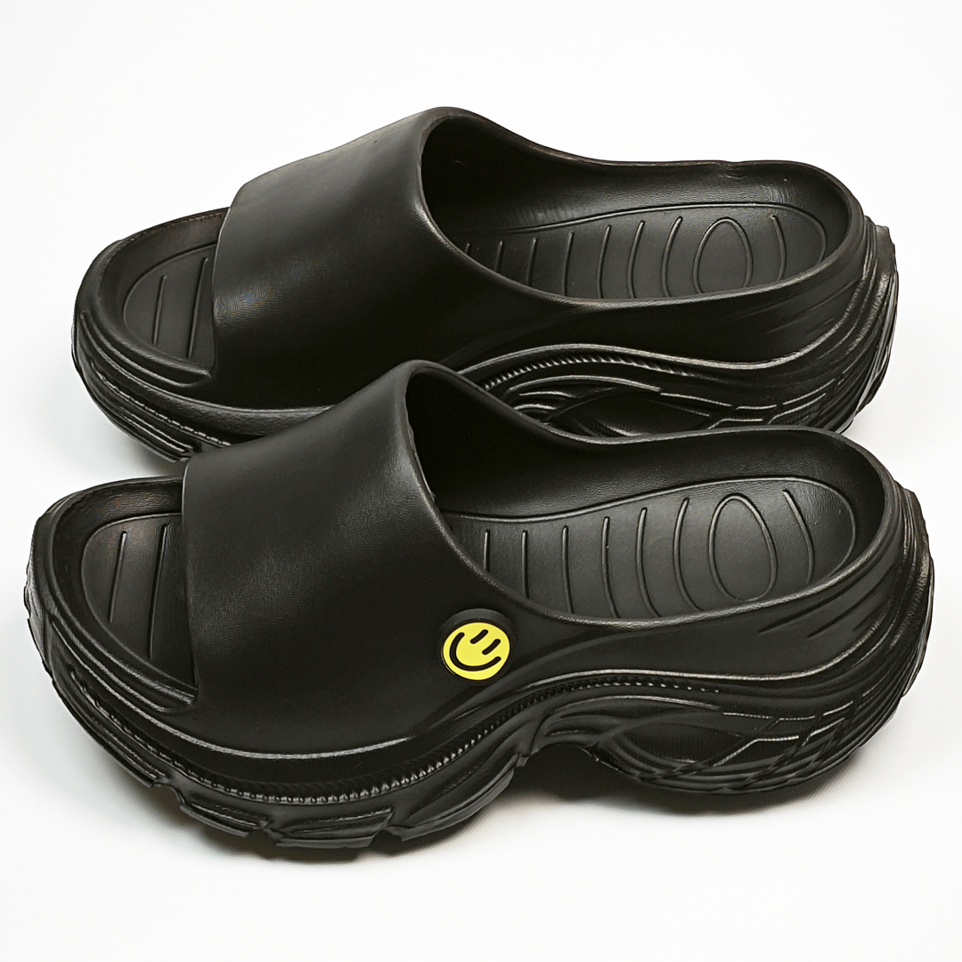 AKIBO韓系動感厚底涼鞋-經典黑(中性款、5公分厚底增高、輕量、防水)