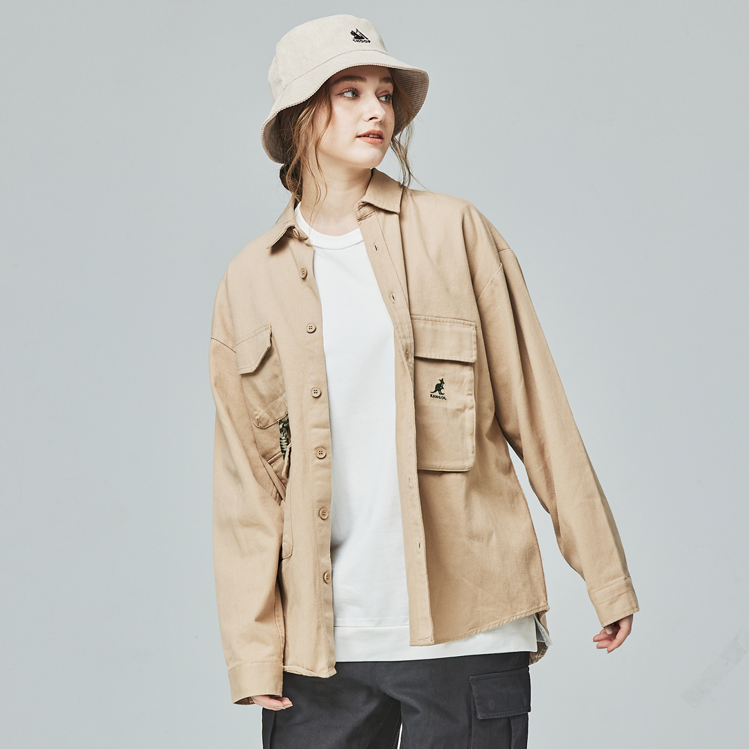 KANGOL袋鼠工裝口袋襯衫外套