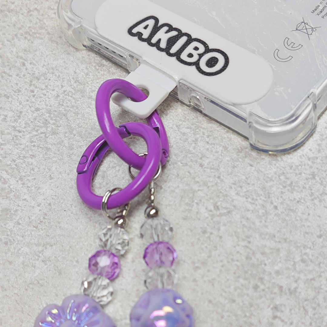 AKIBO珠光雪羽包包手機掛繩-薰衣紫