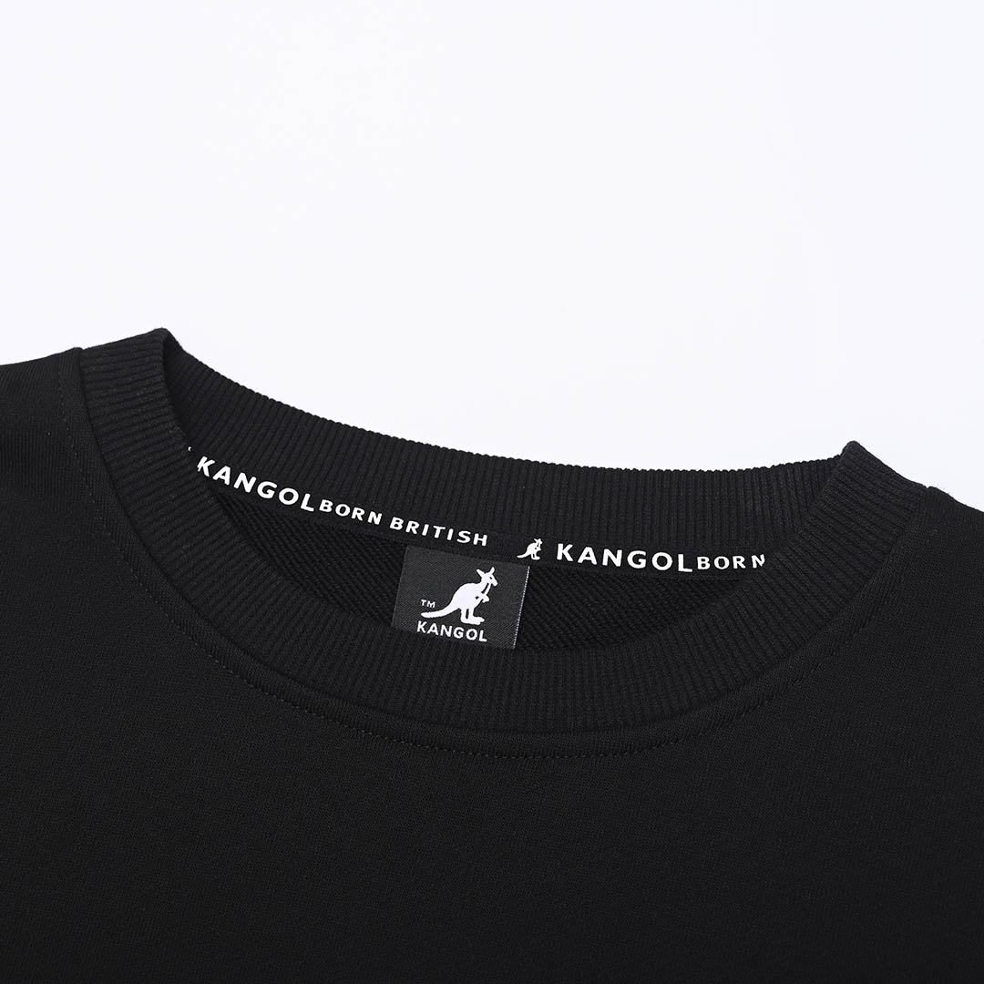 KANGOL袋鼠中性落肩大學T-黑