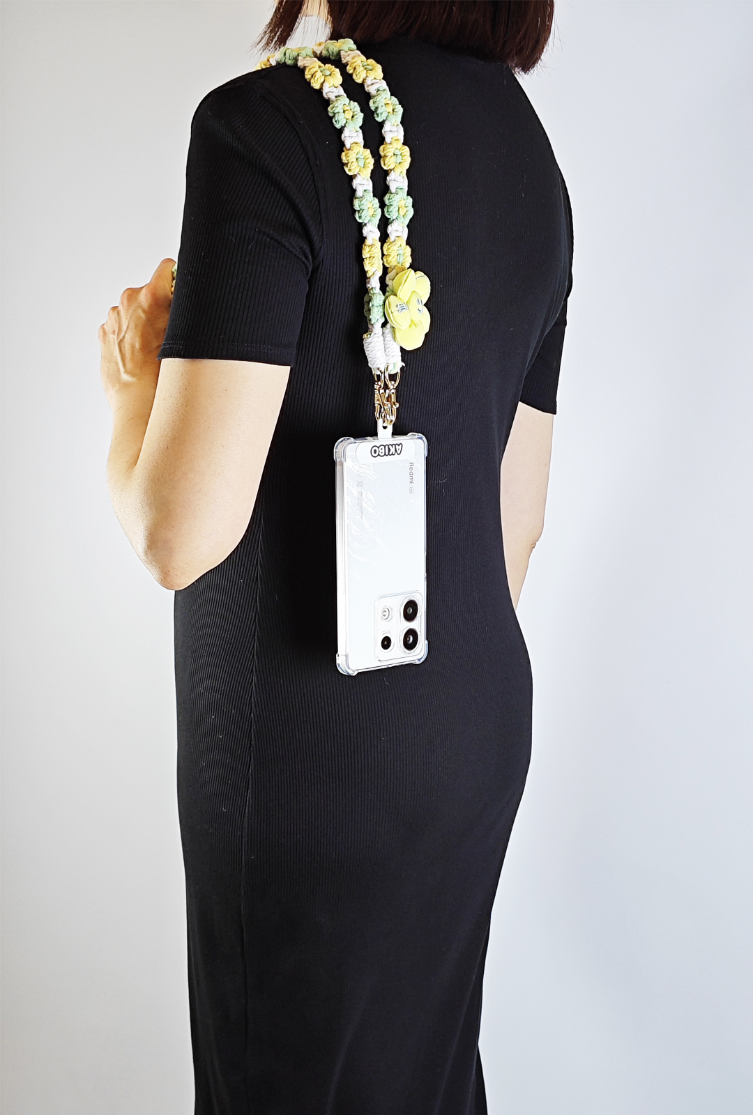 AKIBO手工編織花朵包包手機掛繩-清新綠