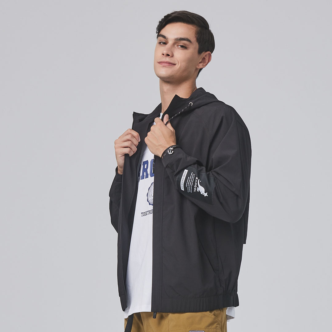 KANGOL男款透氣機能外套-黑