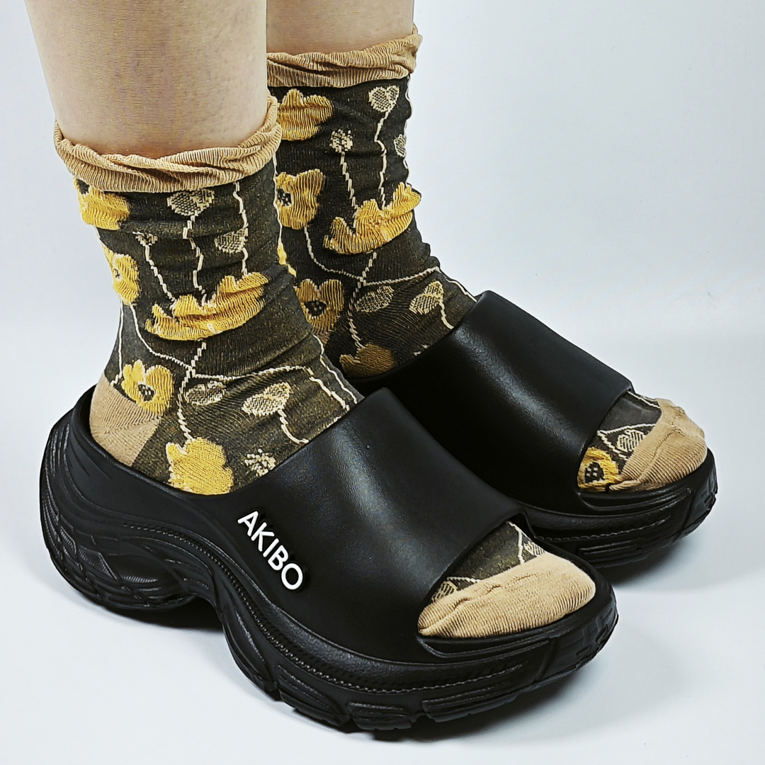 AKIBO韓系動感厚底涼鞋-經典黑(中性款、5公分厚底增高、輕量、防水)