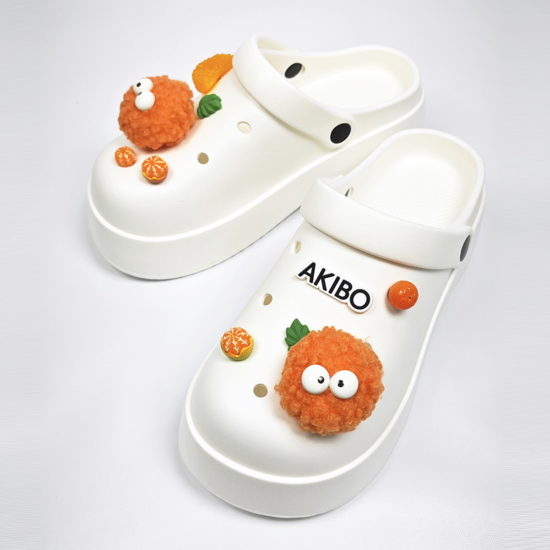 AKIBO極簡厚底洞洞鞋-牛奶白(中性款、耐走、兩穿、防水)