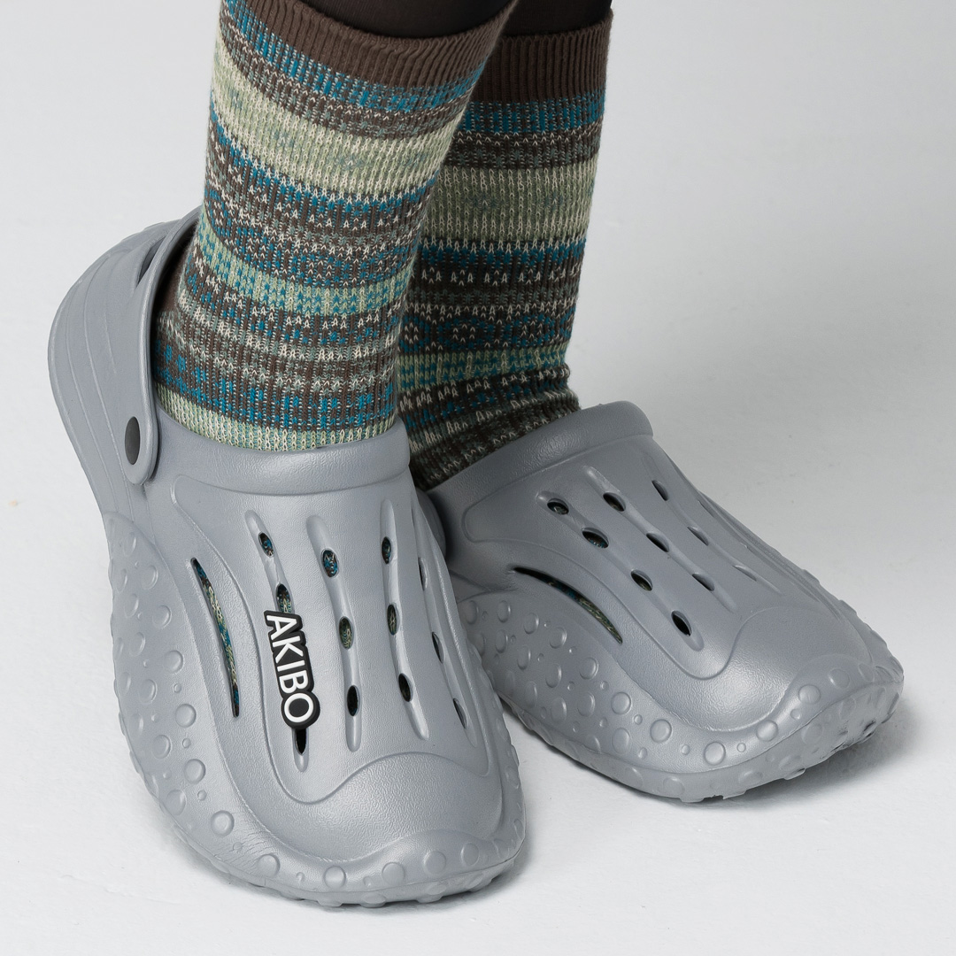 AKIBO戶外機能洞洞鞋-質感灰(中性款、雲朵感、輕量、兩穿、防水)