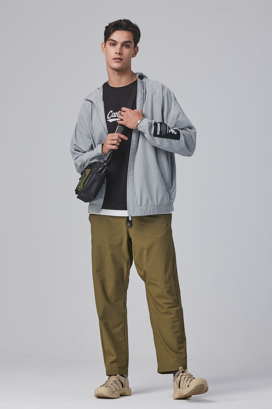 KANGOL男款透氣機能外套-灰