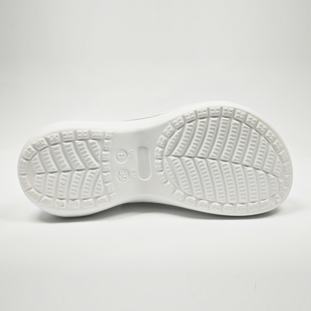 AKIBO厚底洞洞鞋-牛奶白(中性款、6公分厚底增高、輕量、兩穿、防水)