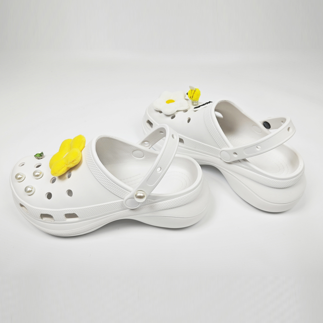 AKIBO厚底洞洞鞋-牛奶白(中性款、6公分厚底增高、輕量、兩穿、防水)