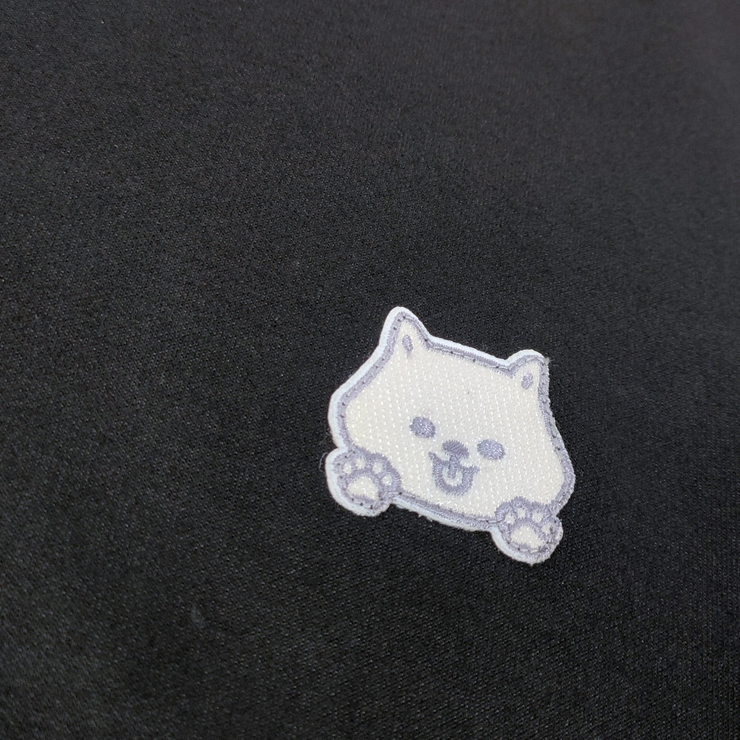 AKIBO日系落肩立體繡大學T-經典黑(男女共款)