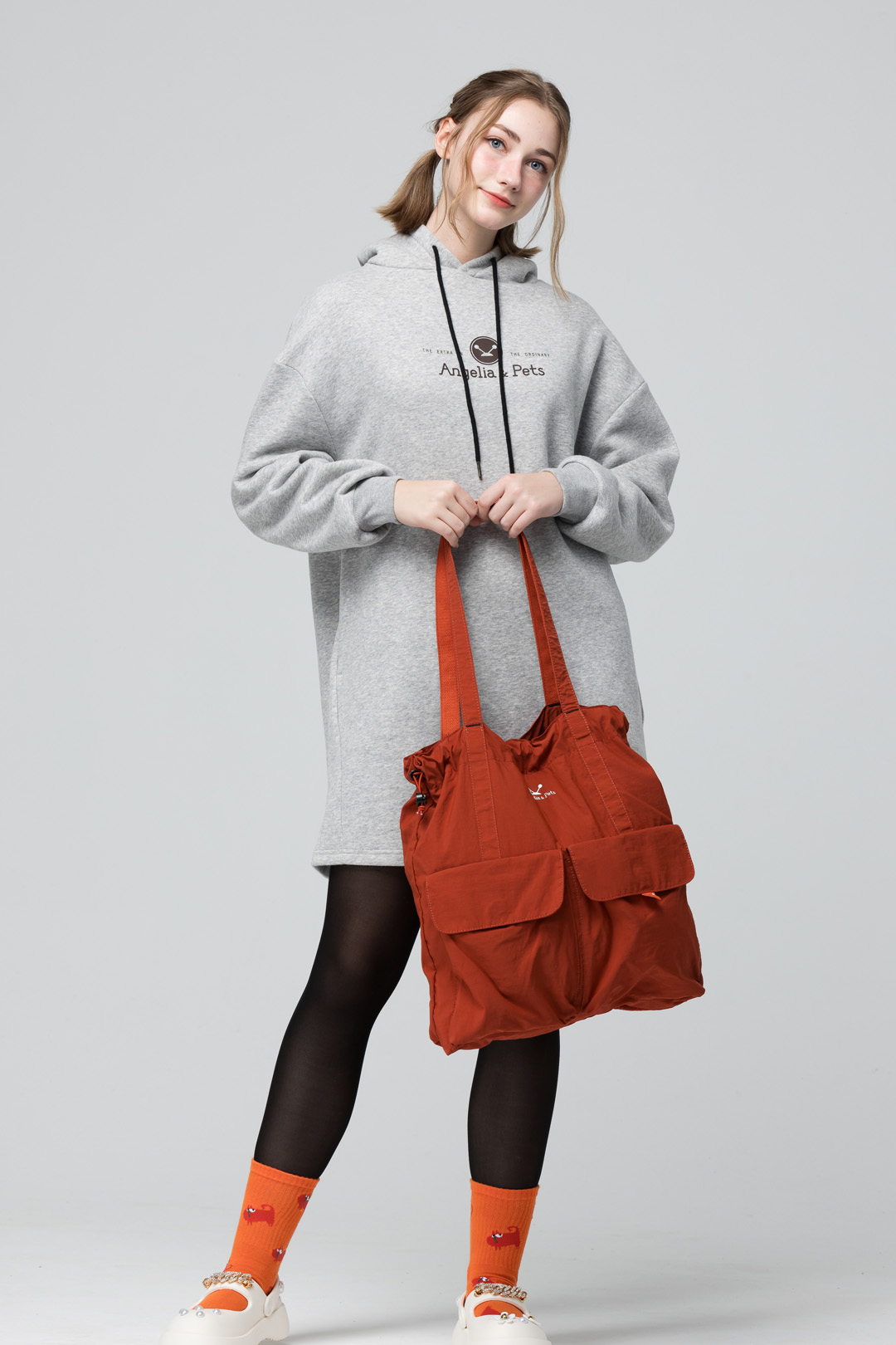 Angelia&Pets輕撥水側肩包-深橘