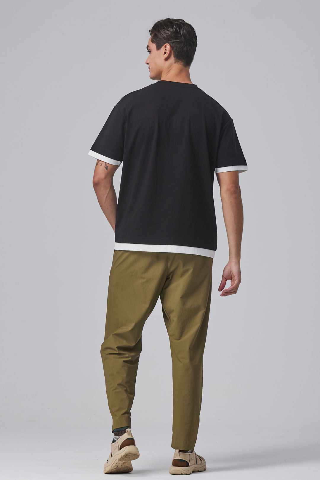 KANGOL袋鼠涼感高彈休閒長褲-卡其