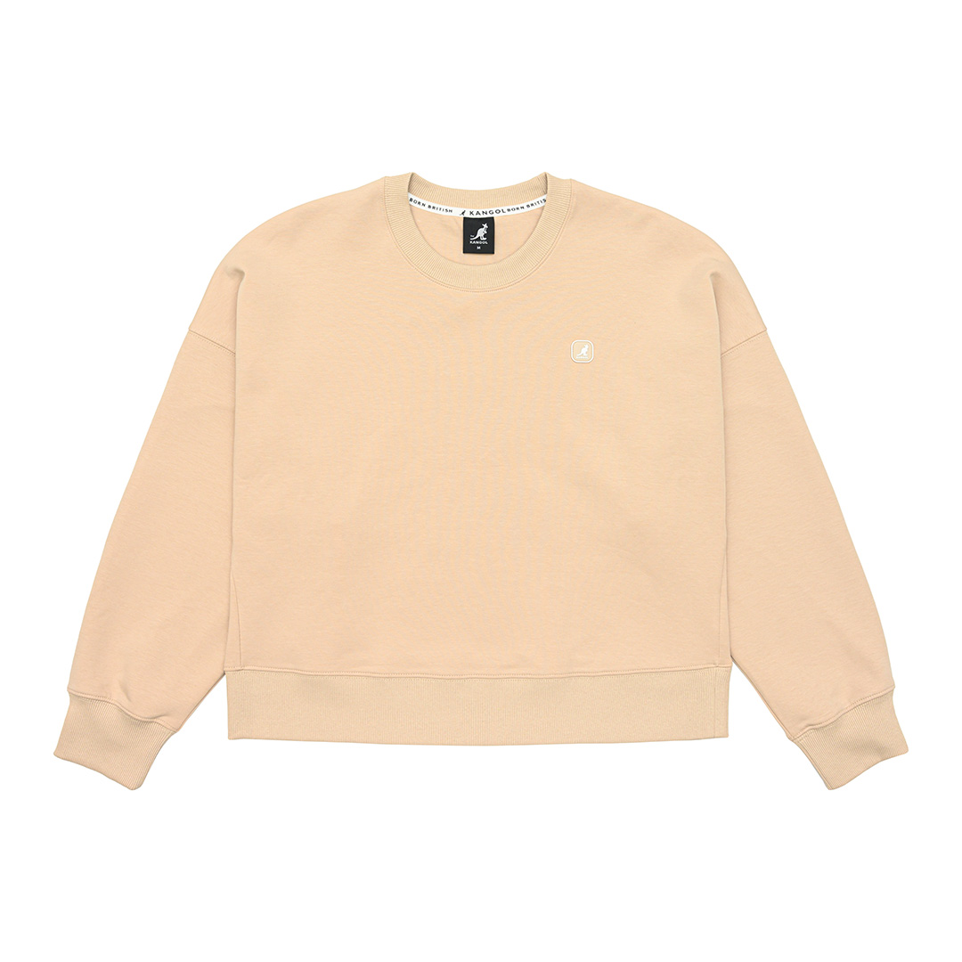 KANGOL袋鼠女款小Logo圓領T-卡其