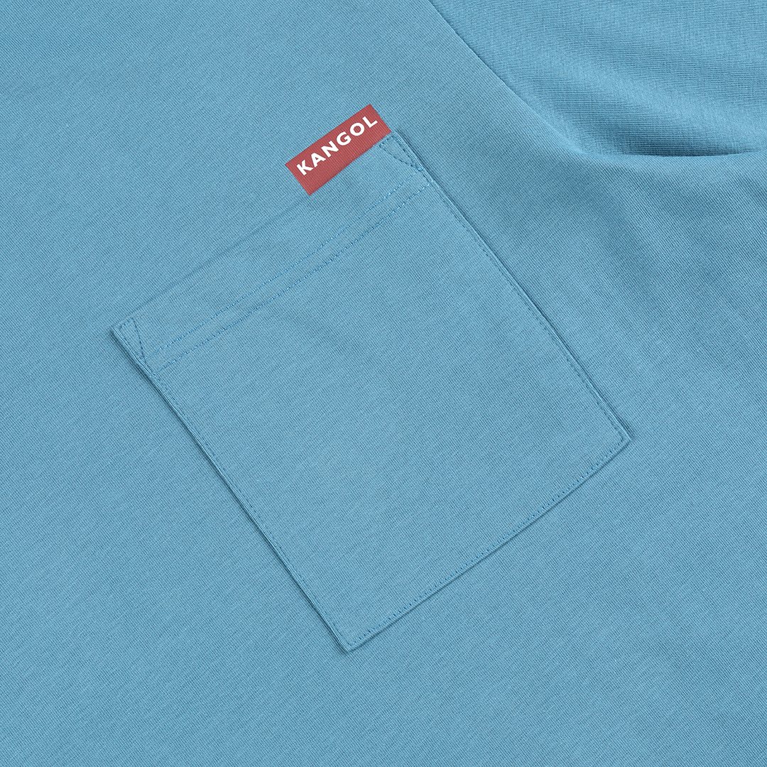 KANGOL中性微落肩口袋T-藍