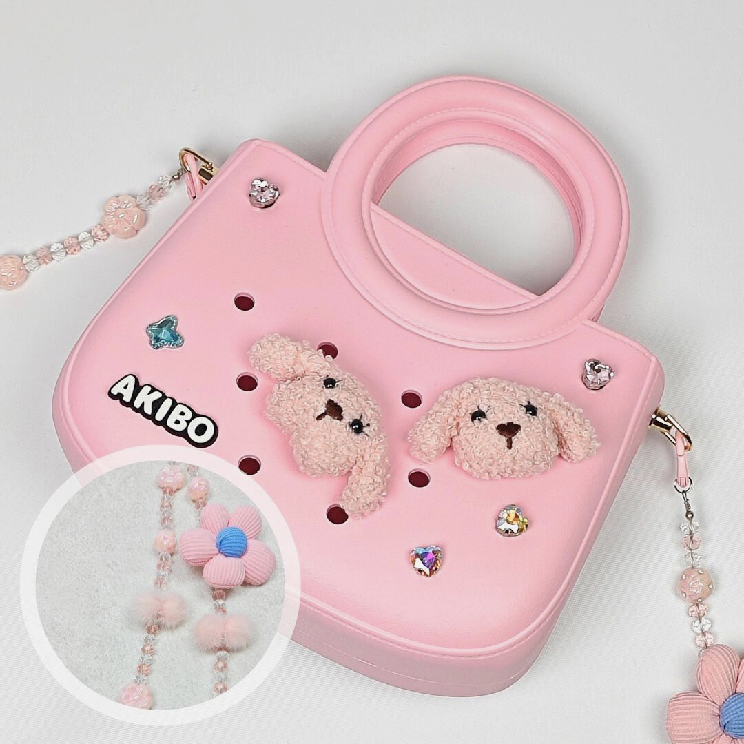 AKIBO滿月包-櫻花粉/珠光雪羽(肩背手提洞洞包。中性款、輕量、防水)