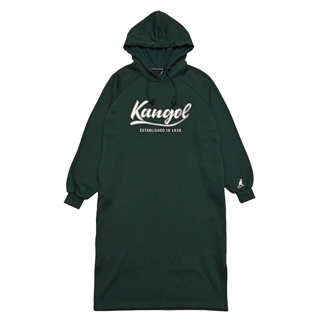 KANGOL袋鼠連帽洋裝-深綠