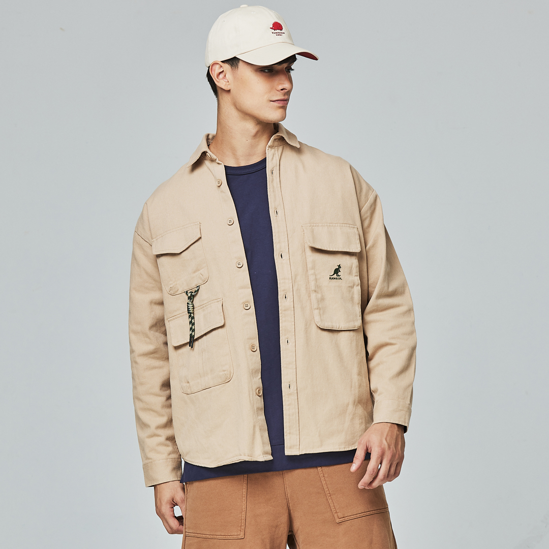 KANGOL袋鼠工裝口袋襯衫外套