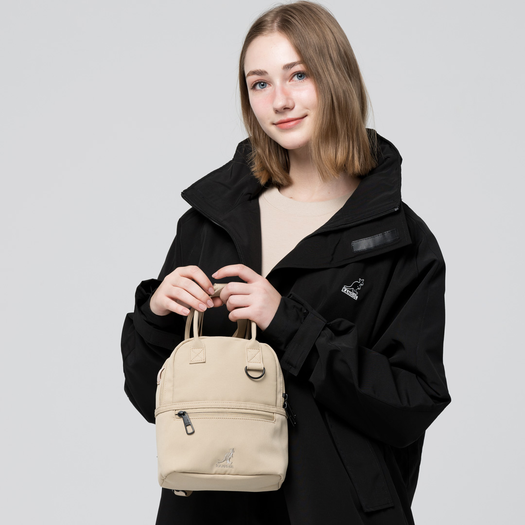 KANGOL袋鼠手提小兩用包-卡其