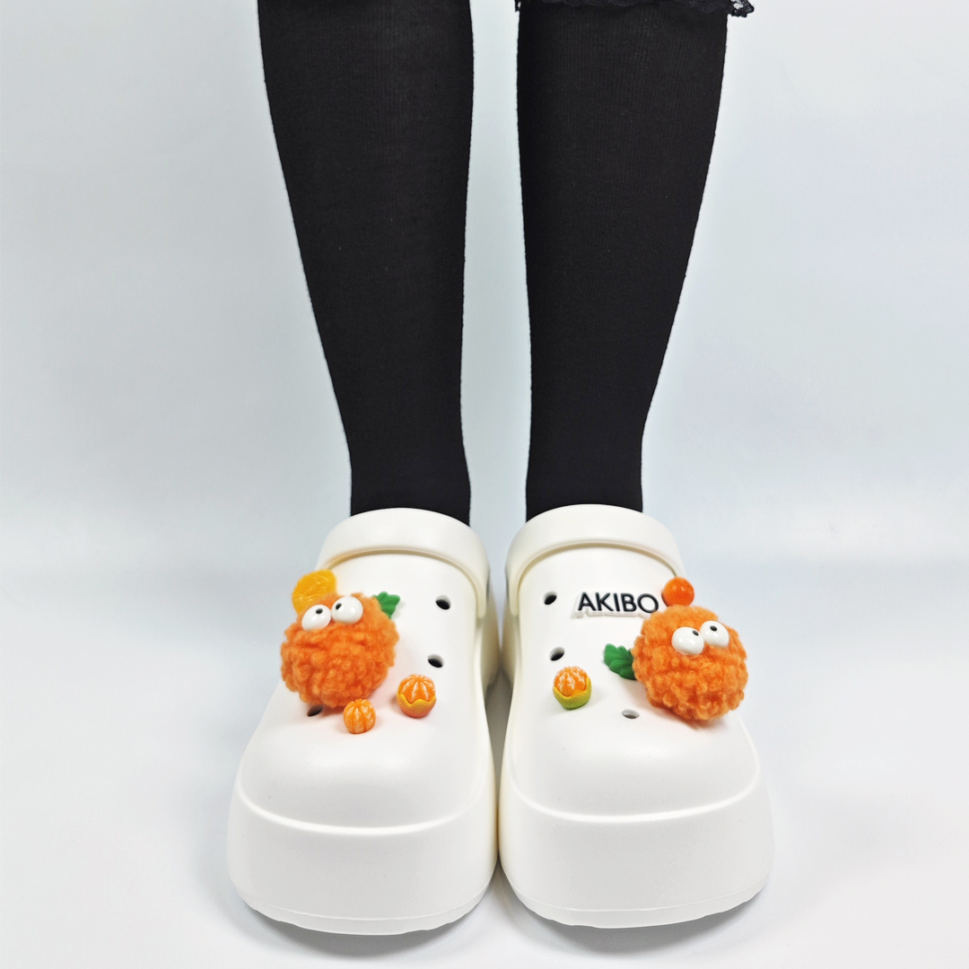AKIBO極簡厚底洞洞鞋-牛奶白(中性款、耐走、兩穿、防水)