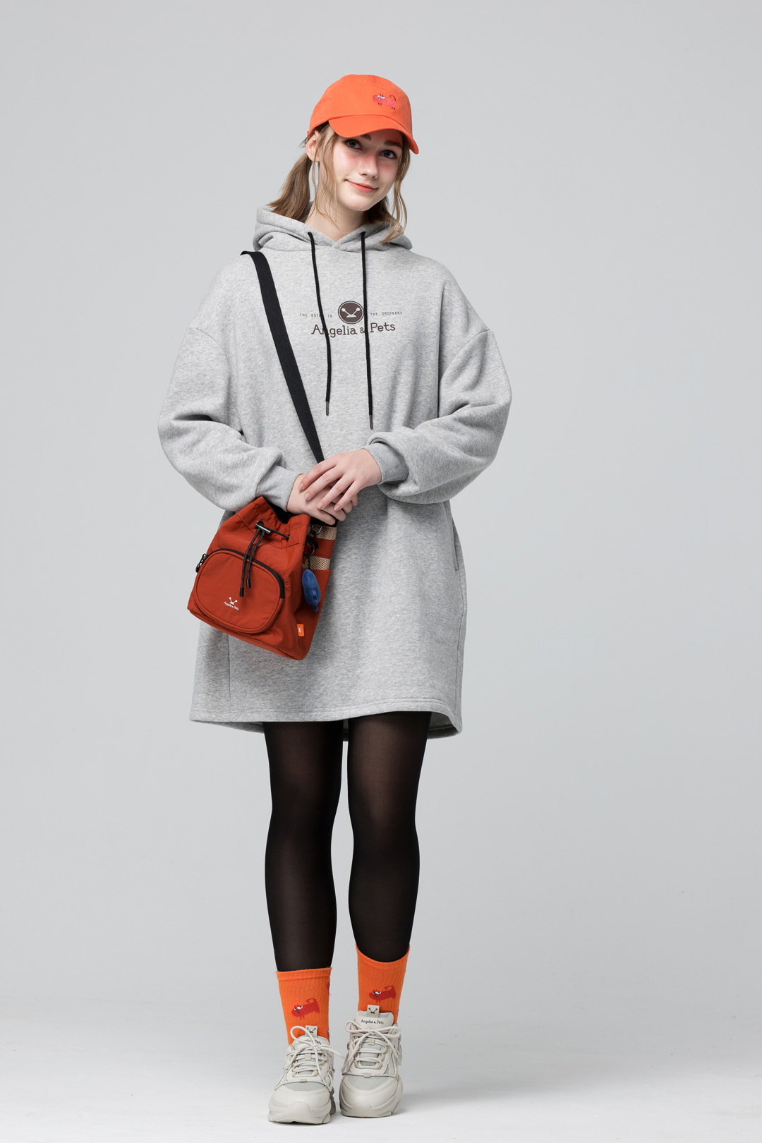 Angelia&Pets精緻刺繡動物老帽-橘