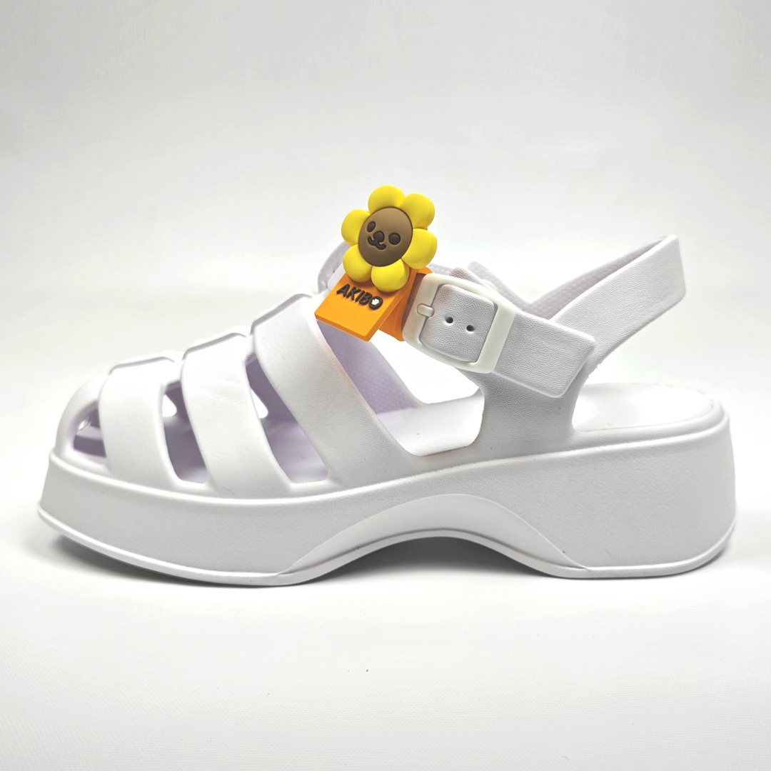 AKIBO輕量羅馬鞋-牛奶白(女款、雲朵感、輕量、兩穿、防水)
