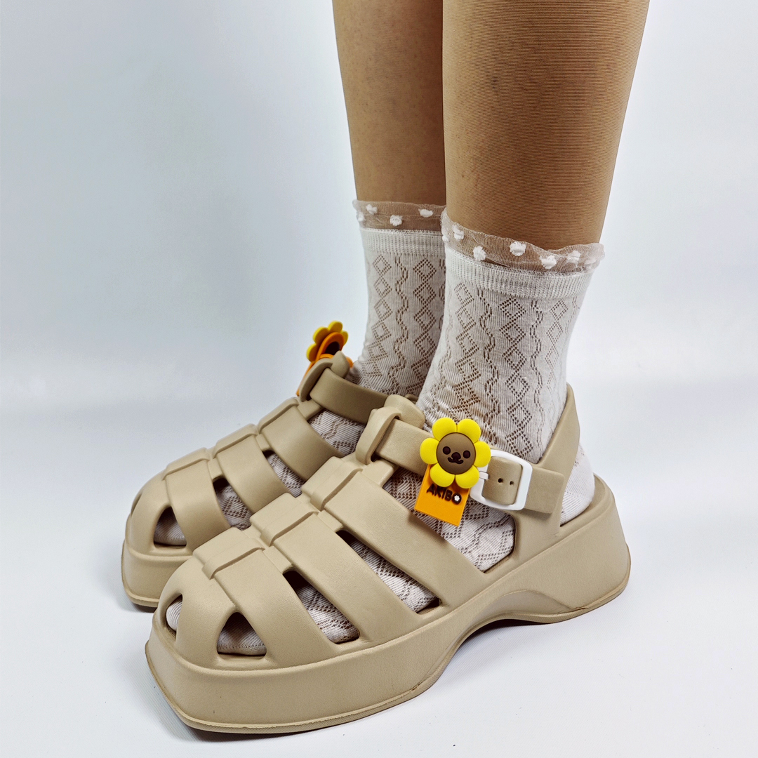 AKIBO輕量羅馬鞋-卡其(女款、雲朵感、輕量、兩穿、防水)