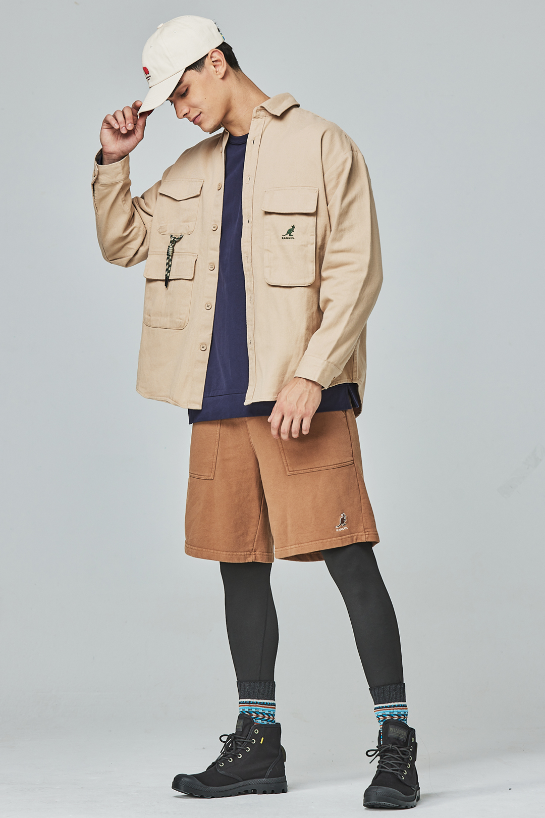 KANGOL袋鼠工裝口袋襯衫外套