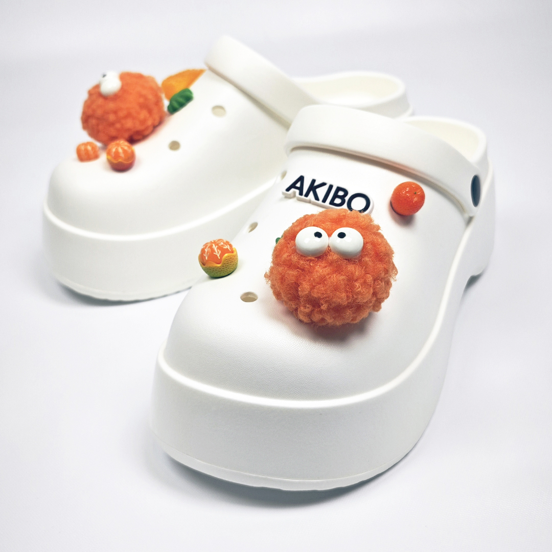 AKIBO極簡厚底洞洞鞋-牛奶白(中性款、耐走、兩穿、防水)