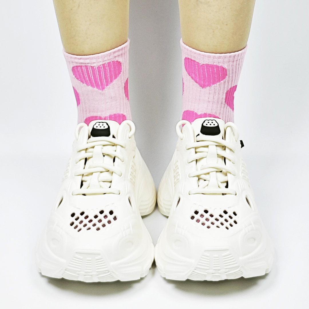 AKIBO輕量透氣老爹鞋-牛奶白(女款、6公分厚底增高、一體成型、輕量、耐走、防水)