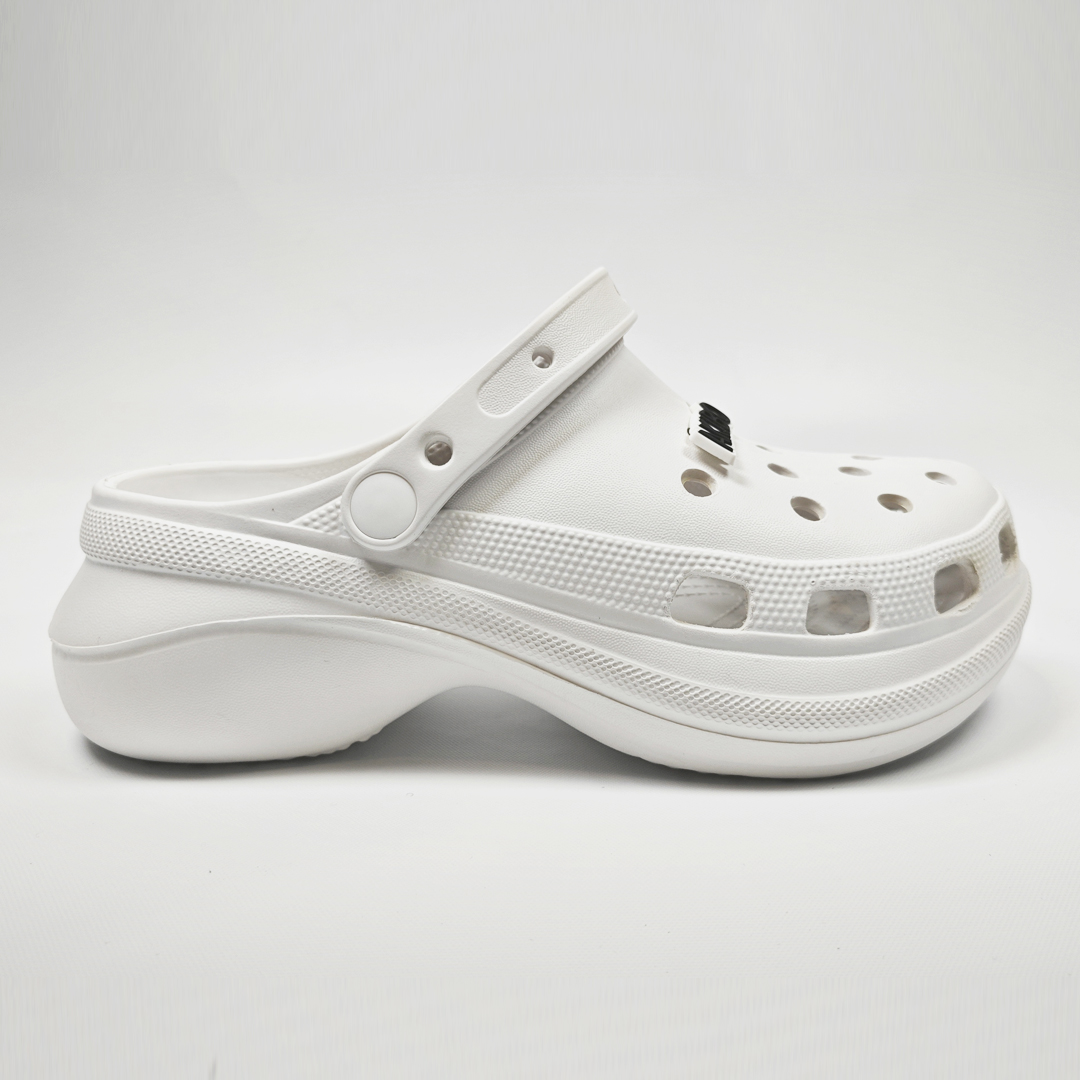 AKIBO厚底洞洞鞋-牛奶白(中性款、6公分厚底增高、輕量、兩穿、防水)