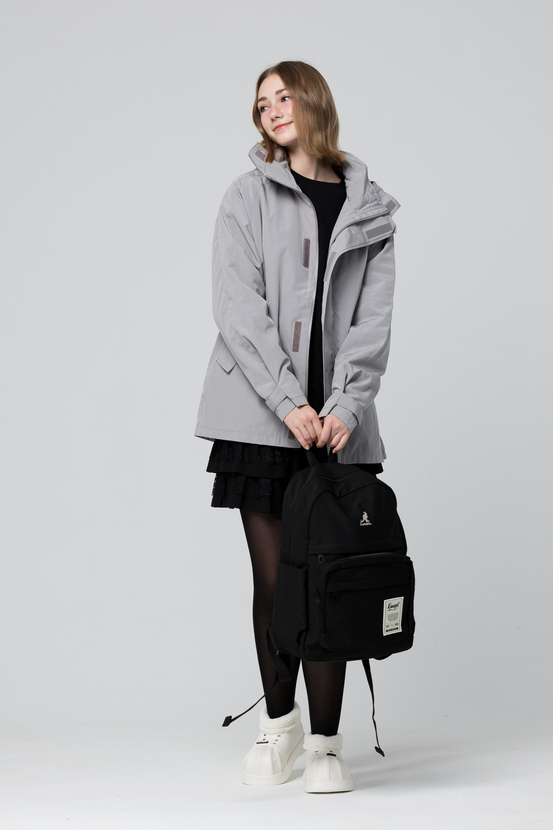 KANGOL袋鼠基本後背包-黑