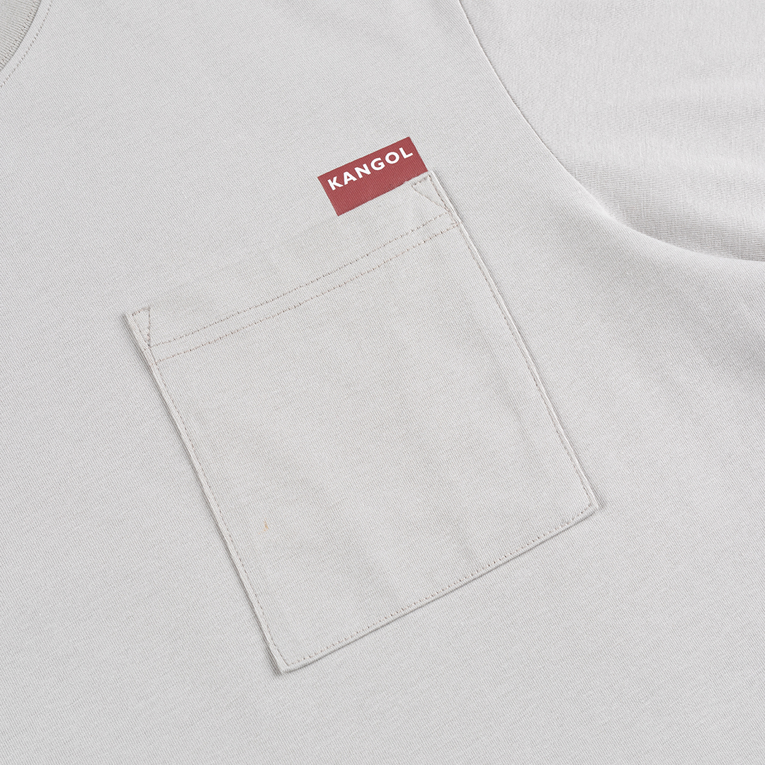 KANGOL中性微落肩口袋T-灰