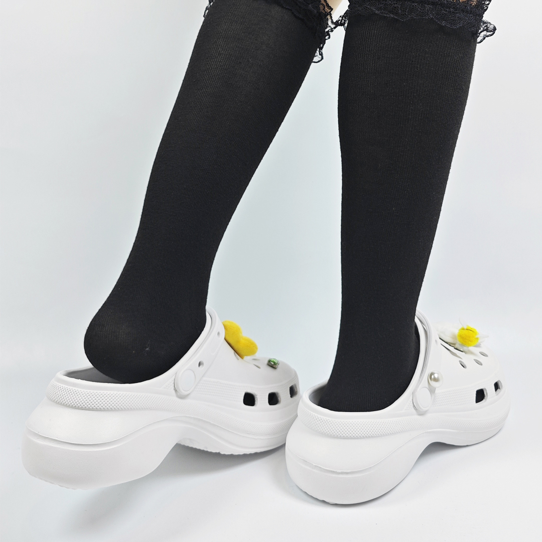 AKIBO厚底洞洞鞋-牛奶白(中性款、6公分厚底增高、輕量、兩穿、防水)