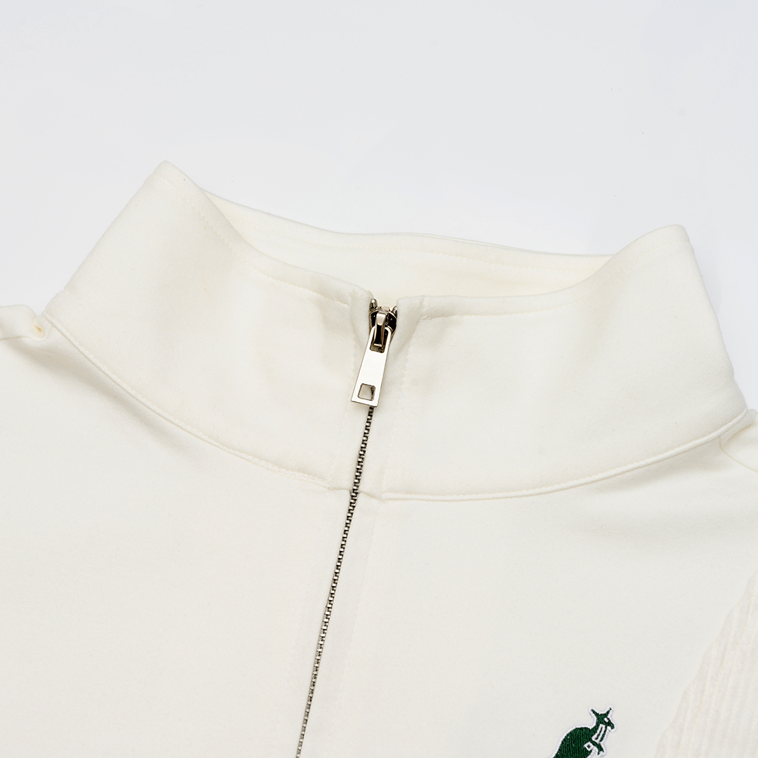 KANGOL袋鼠小Logo女款半開襟上衣-白