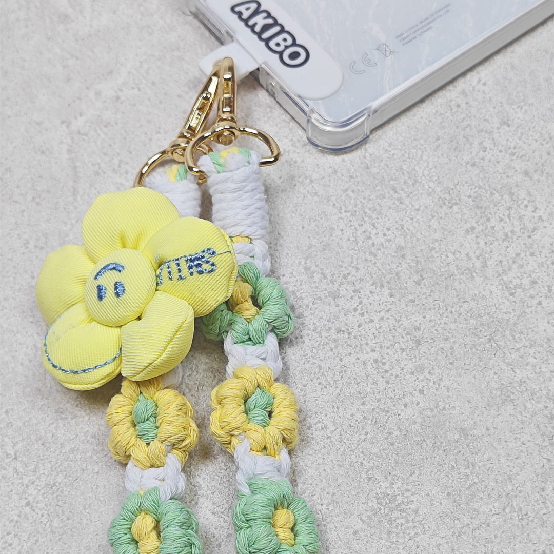 AKIBO手工編織花朵包包手機掛繩-清新綠