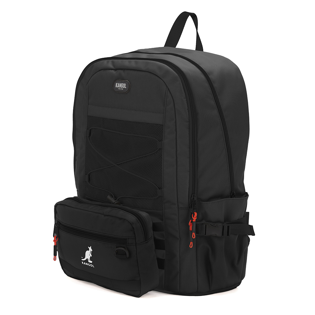 KANGOL袋鼠多功能後背包-黑