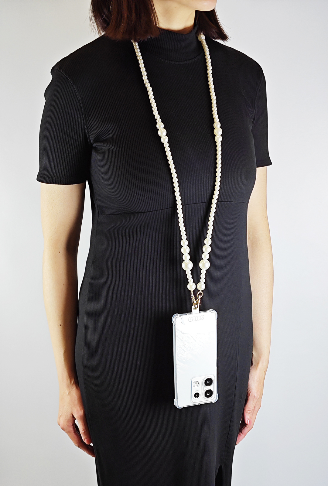 AKIBO優雅珍珠包包手機掛繩-牛奶白