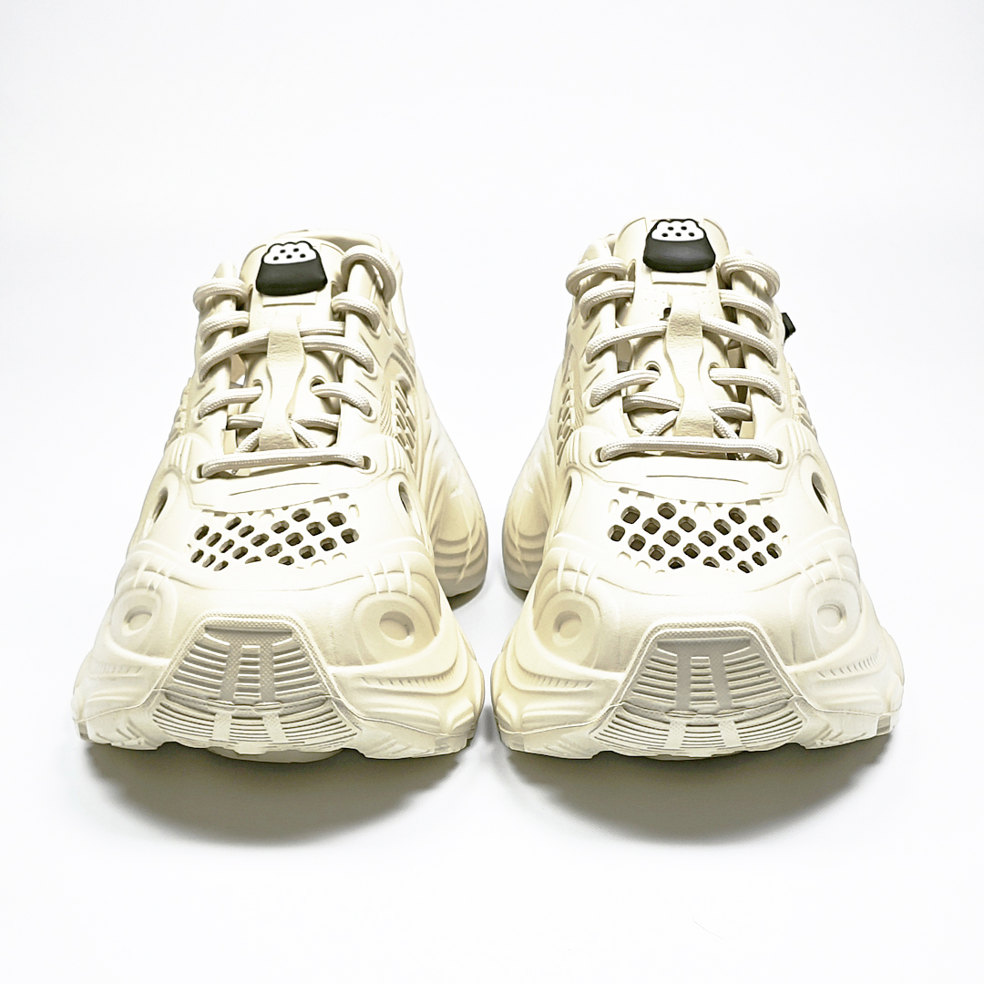 AKIBO輕量透氣老爹鞋-奶油白(女款、6公分厚底增高、一體成型、輕量、耐走、防水)