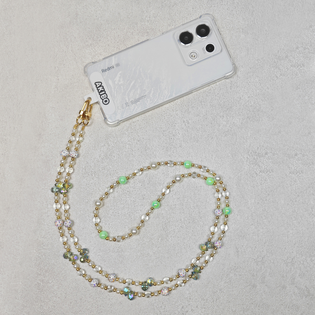 AKIBO巴洛克彩珠包包手機掛繩-森林綠