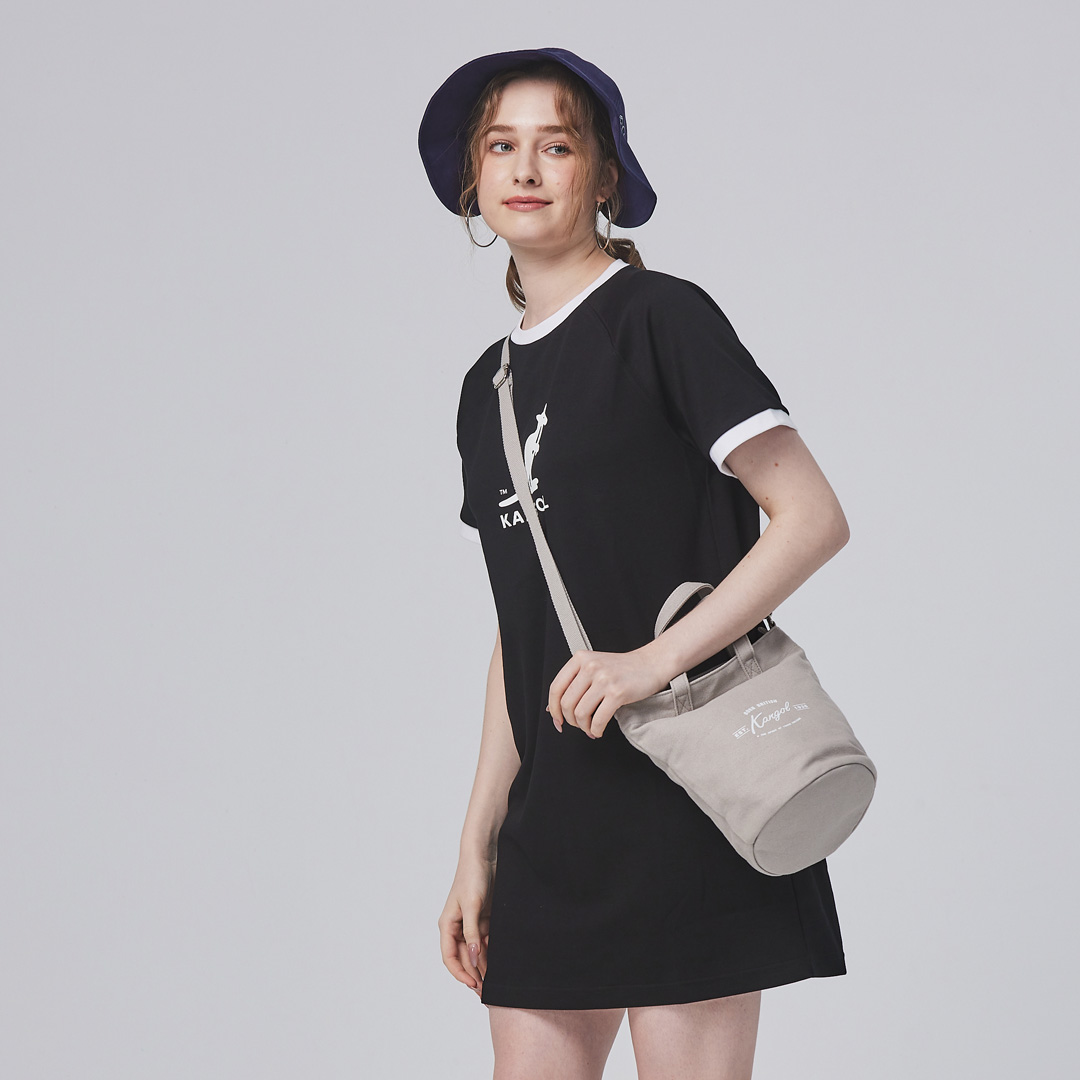 KANGOL帆布側背包-灰